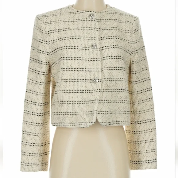 Zara Textured Tweed Blazer Size S - Picture 15 of 16